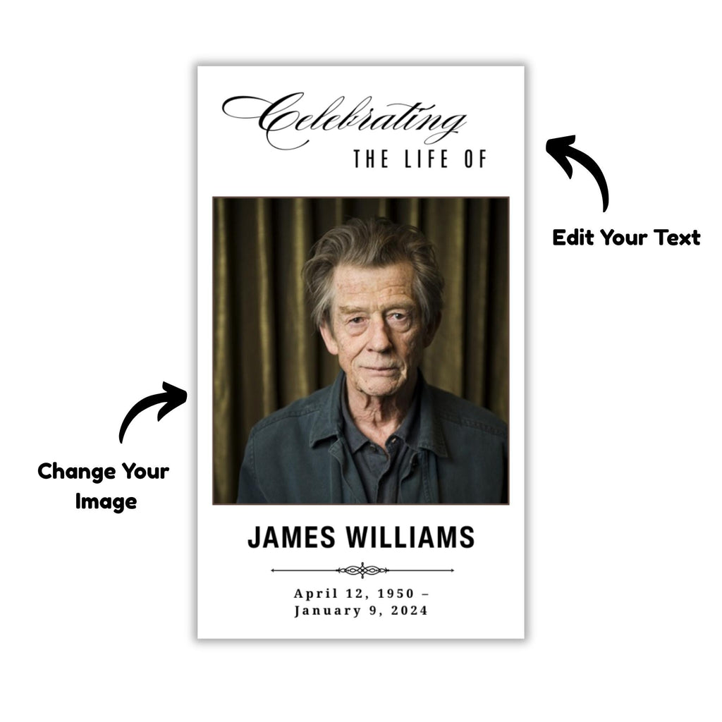 Funeral Prayer Card Canva Editable Template, In Loving Memory Template, Memorial Prayer Card, Printable Funeral Remembrance Card - Editable Memorial Canva Template