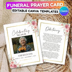 Funeral Prayer Card Canva Editable Template, In Loving Memory Template, Memorial Prayer Card, Printable Funeral Remembrance Card - Editable Memorial Canva Template