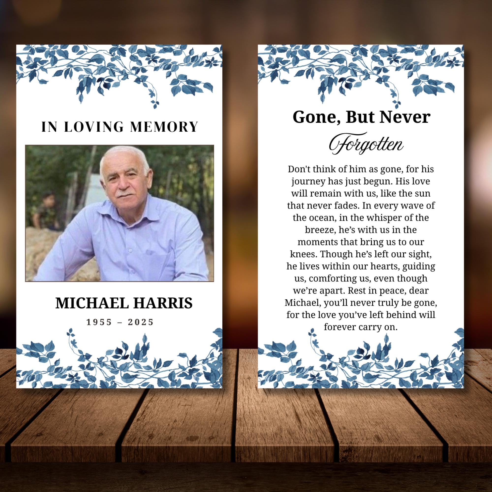 Funeral Prayer Card Canva Editable Template, In Loving Memory Template, Memorial Prayer Card, Printable Funeral Remembrance Card - Editable Memorial Canva Template
