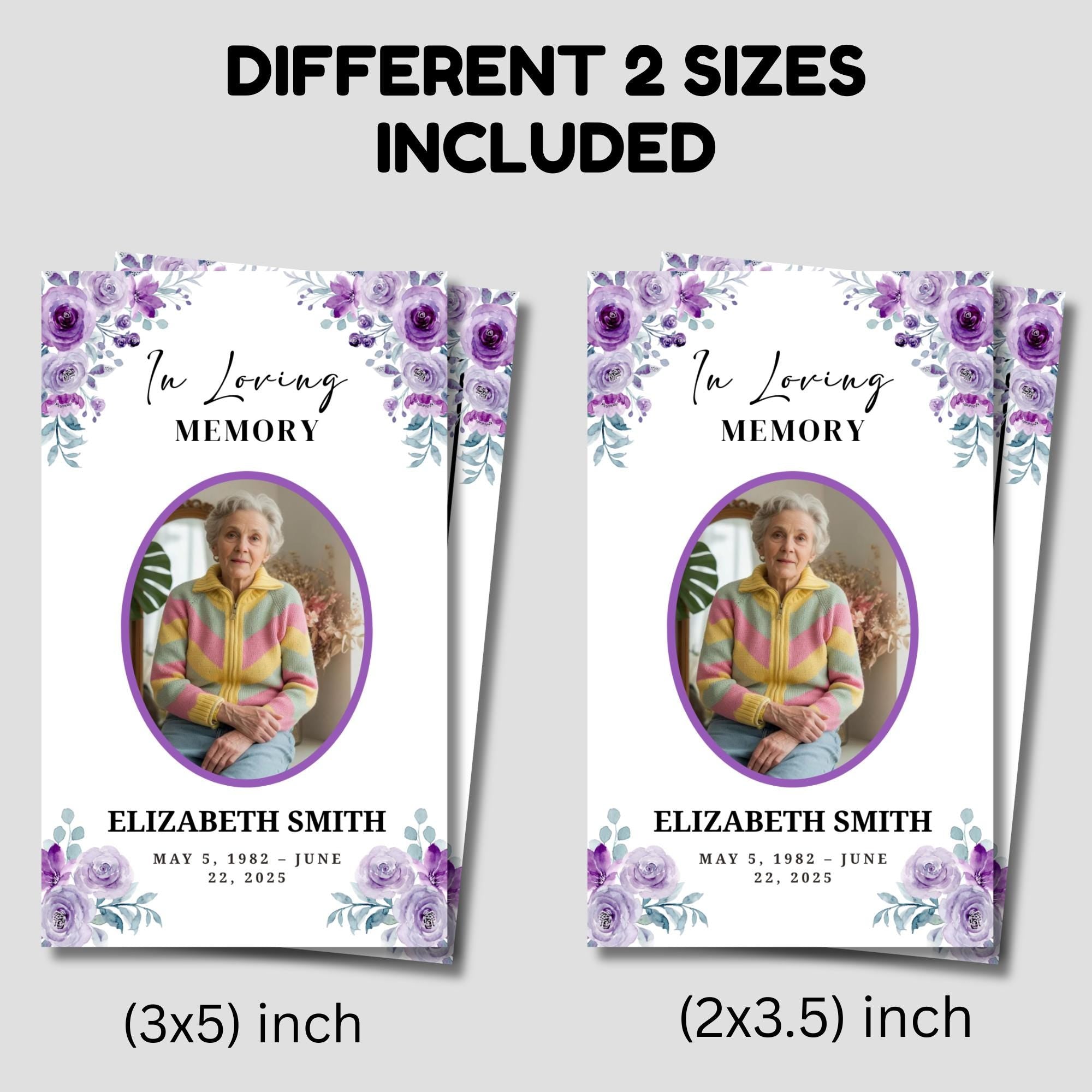 Funeral Prayer Card Canva Editable Template, In Loving Memory Template, Memorial Prayer Card, Printable Funeral Remembrance Card - Editable Memorial Canva Template