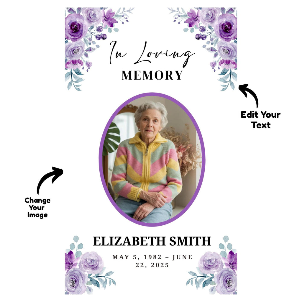 Funeral Prayer Card Canva Editable Template, In Loving Memory Template, Memorial Prayer Card, Printable Funeral Remembrance Card - Editable Memorial Canva Template