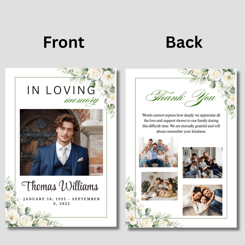 Funeral Prayer Card Canva Editable Template, In Loving Memory Template, Memorial Prayer Card, Printable Funeral Remembrance Card - Editable Memorial Canva Template