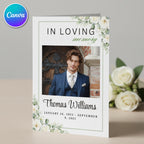 Funeral Prayer Card Canva Editable Template, In Loving Memory Template, Memorial Prayer Card, Printable Funeral Remembrance Card - Editable Memorial Canva Template