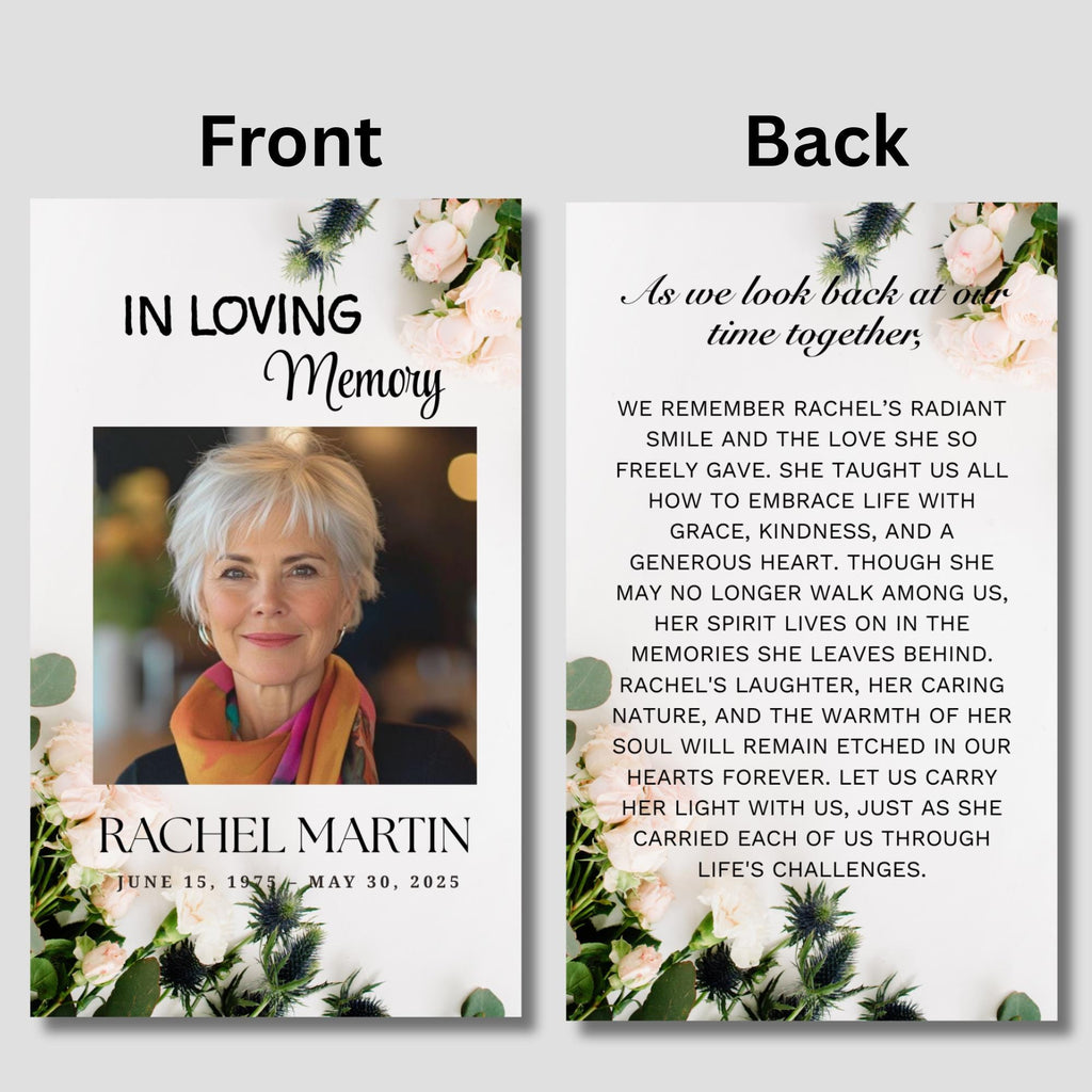 Funeral Prayer Card Canva Editable Template, In Loving Memory Template, Memorial Prayer Card, Printable Funeral Remembrance Card - Editable Memorial Canva Template