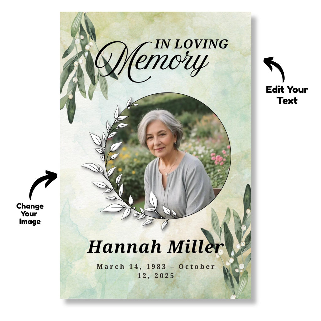 In Loving Memory Funeral Prayer Card Editable Template, In Loving Memory Template, Memorial Prayer Card, Printable Funeral Remembrance Card - Editable Memorial Canva Template