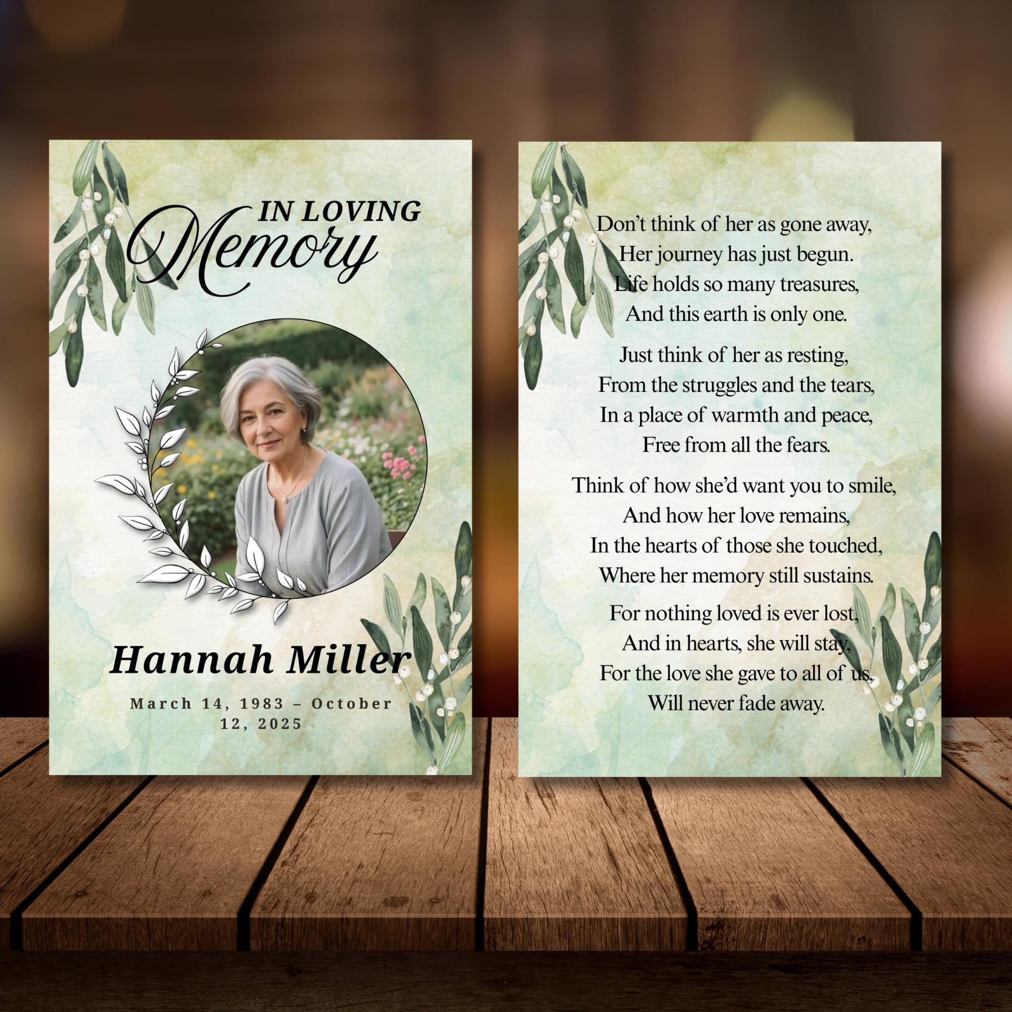 In Loving Memory Funeral Prayer Card Editable Template, In Loving Memory Template, Memorial Prayer Card, Printable Funeral Remembrance Card - Editable Memorial Canva Template