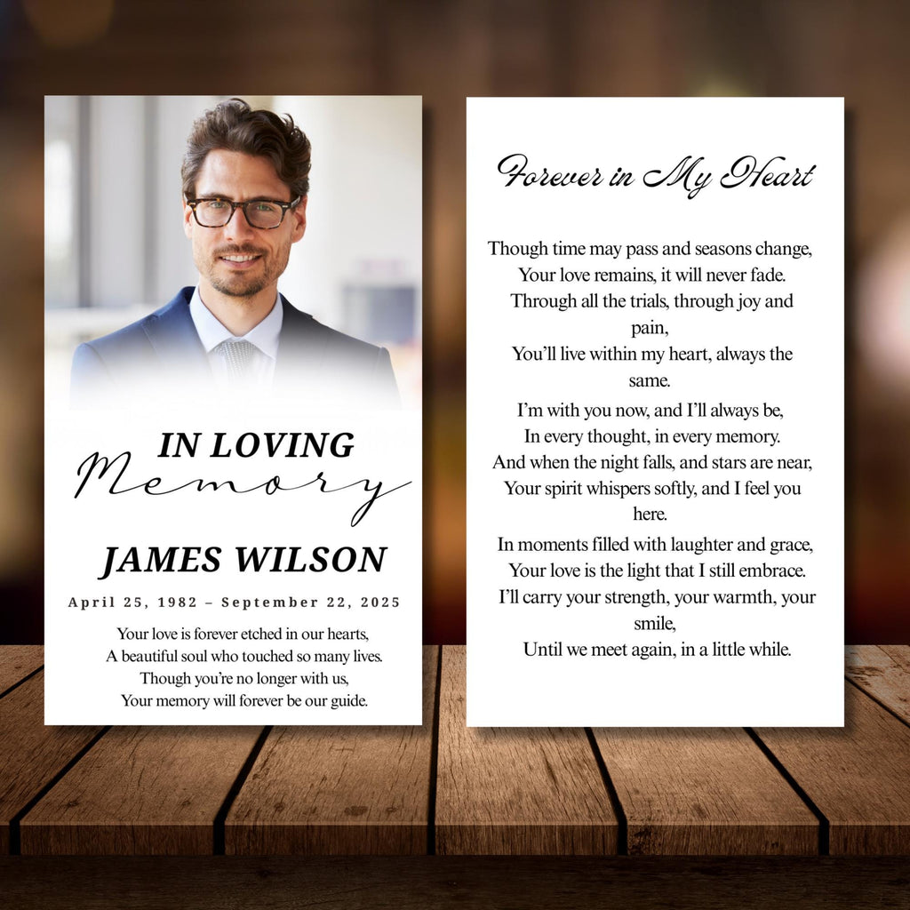 In Loving Memory Funeral Prayer Card Editable Template, In Loving Memory Template, Memorial Prayer Card, Printable Funeral Remembrance Card - Editable Memorial Canva Template