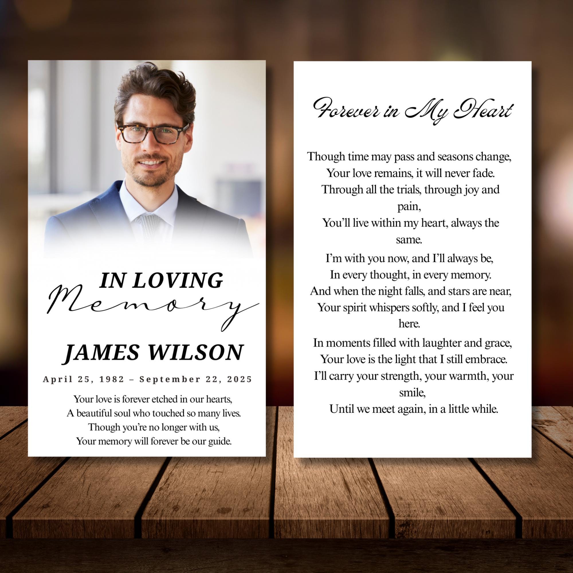 In Loving Memory Funeral Prayer Card Editable Template, In Loving Memory Template, Memorial Prayer Card, Printable Funeral Remembrance Card - Editable Memorial Canva Template