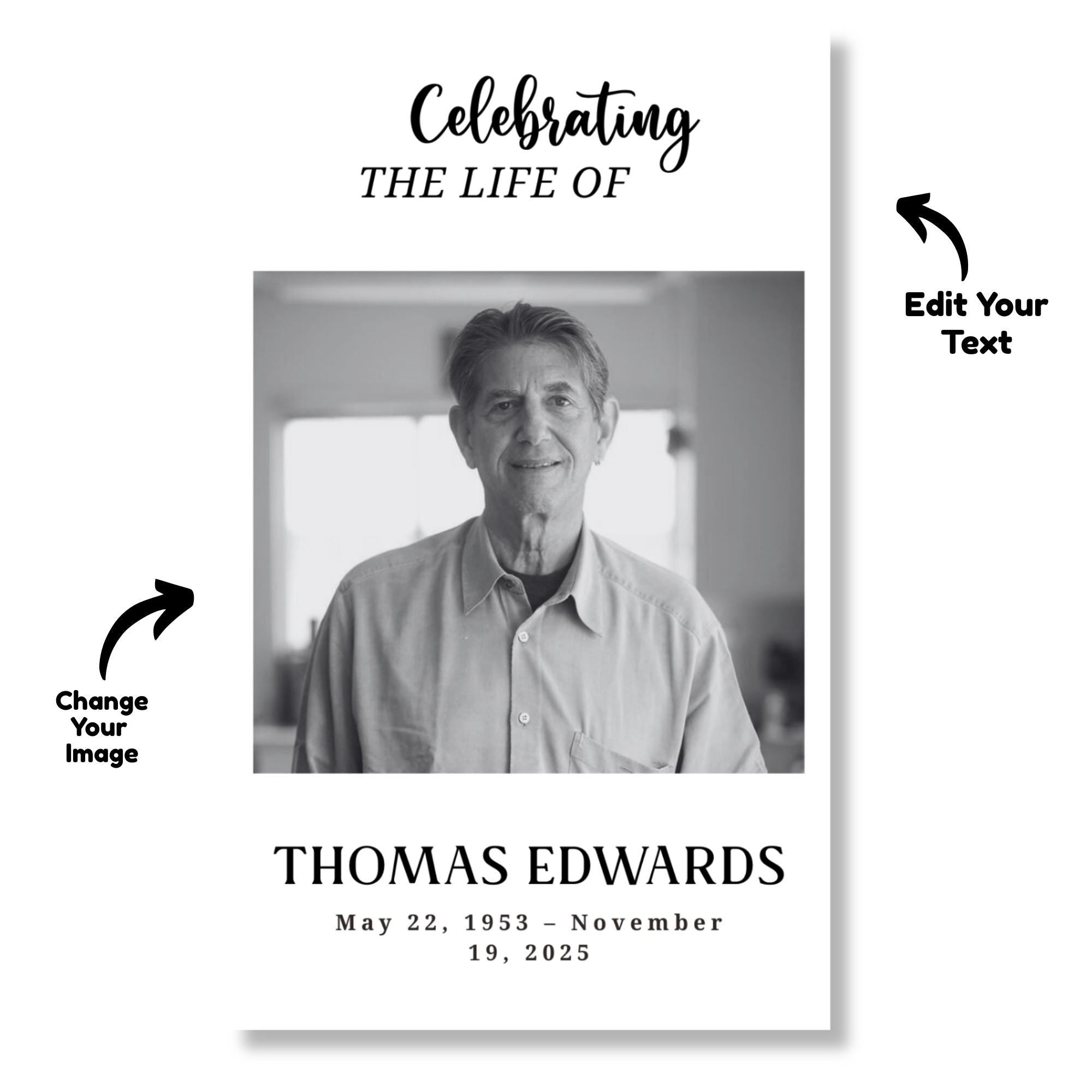 In Loving Memory Funeral Prayer Card Editable Template, In Loving Memory Template, Memorial Prayer Card, Printable Funeral Remembrance Card - Editable Memorial Canva Template