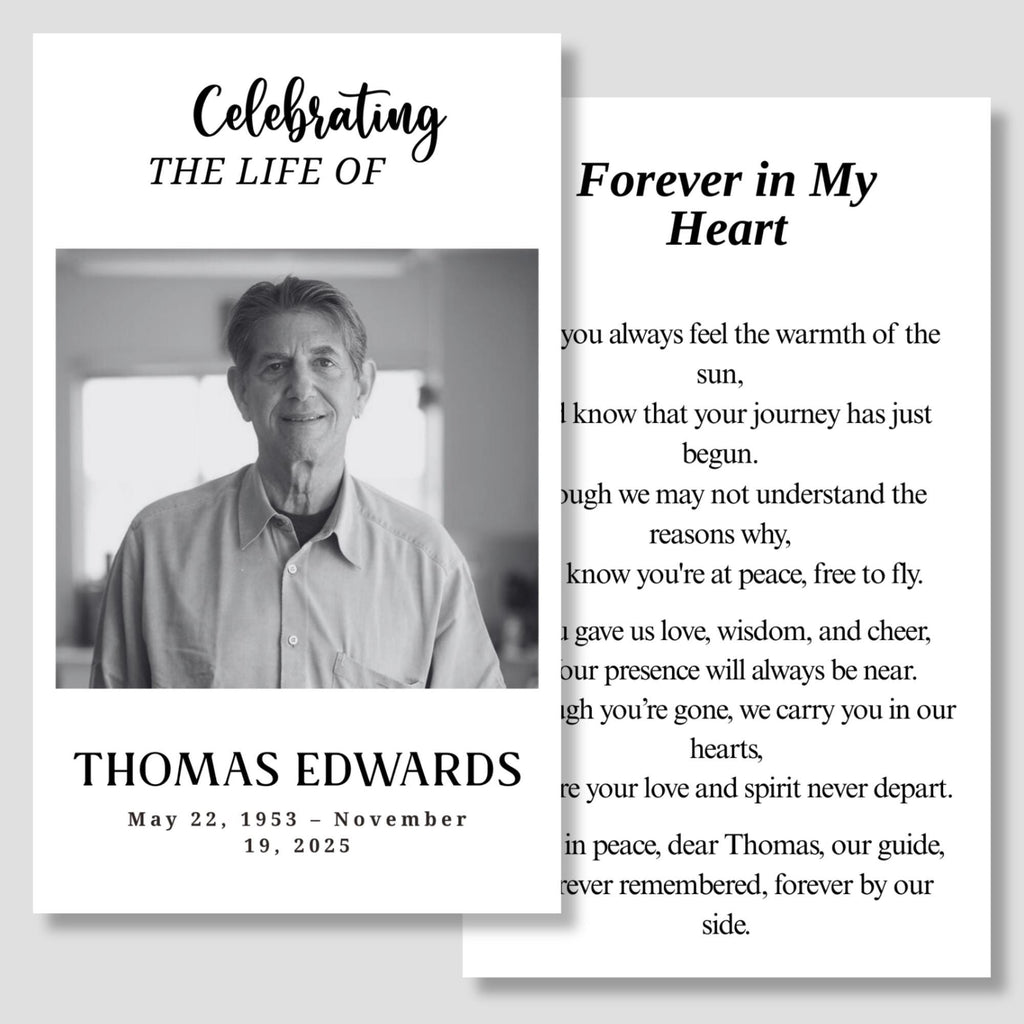 In Loving Memory Funeral Prayer Card Editable Template, In Loving Memory Template, Memorial Prayer Card, Printable Funeral Remembrance Card - Editable Memorial Canva Template