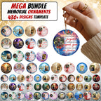 430+ Memorial Christmas Ornament Mega Bundle Template, Round Christmas in Heaven, In Loving Memory Ornaments Template, Funeral & Celebration - Editable Memorial Canva Template