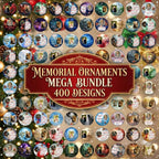 400 In Loving Memory Christmas Ornament Mega Bundle Templates, Round Christmas in Heaven, Memorial Ornaments Template, Funeral & Celebration - Editable Memorial Canva Template