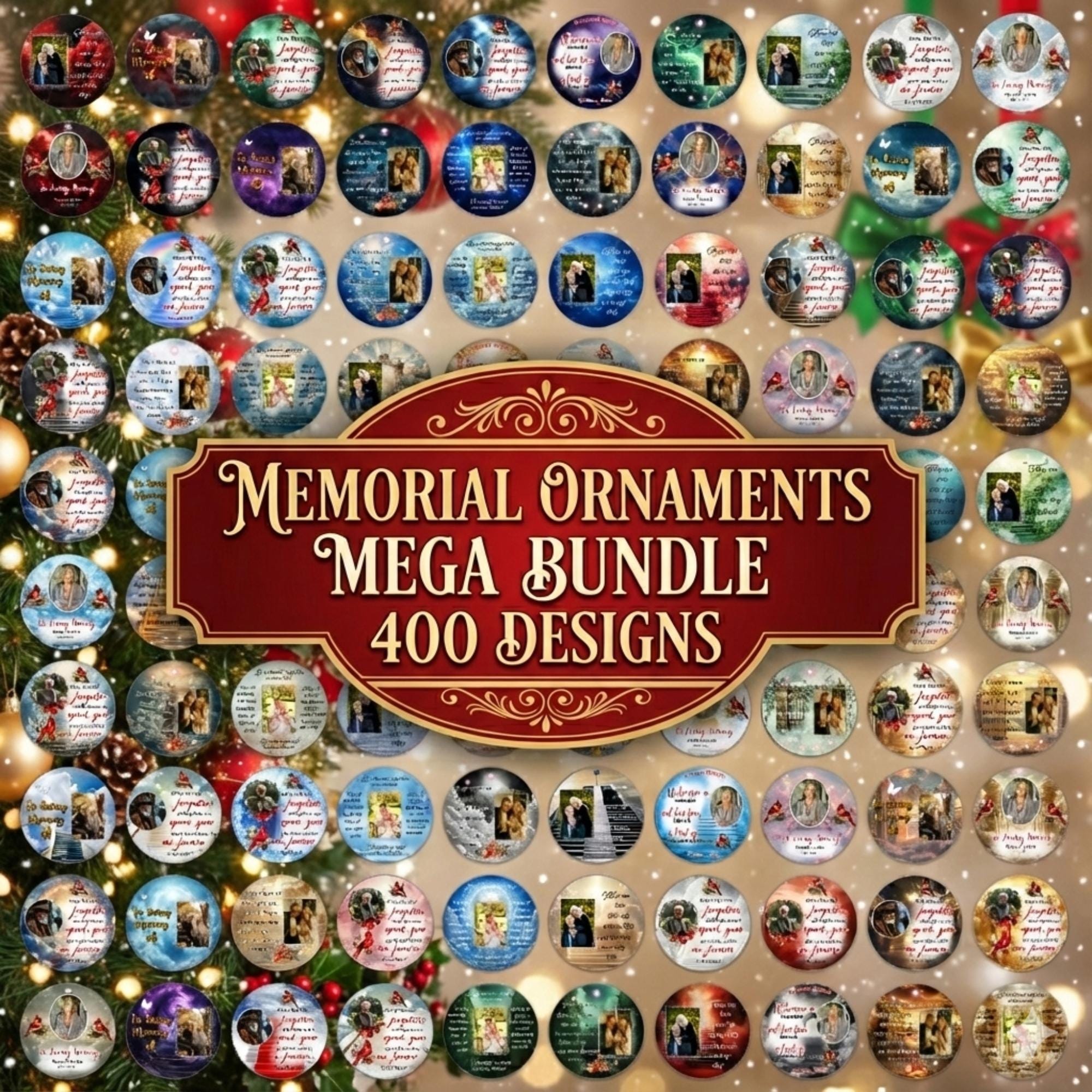 400 In Loving Memory Christmas Ornament Mega Bundle Templates, Round Christmas in Heaven, Memorial Ornaments Template, Funeral & Celebration - Editable Memorial Canva Template