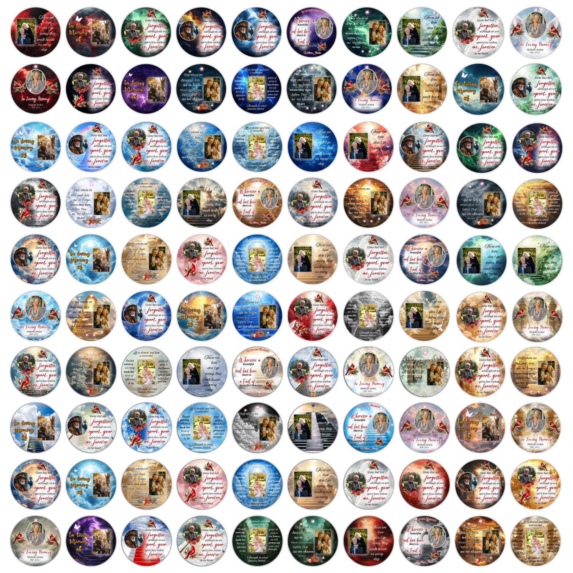 400 In Loving Memory Christmas Ornament Mega Bundle Templates, Round Christmas in Heaven, Memorial Ornaments Template, Funeral & Celebration - Editable Memorial Canva Template