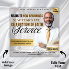 New Year’s Eve Church Flyer Canva Editable Templates, Canva Church Template, NYE Flyer Template, Religious Event Flyer, Praise and Worship - Editable Memorial Canva Template