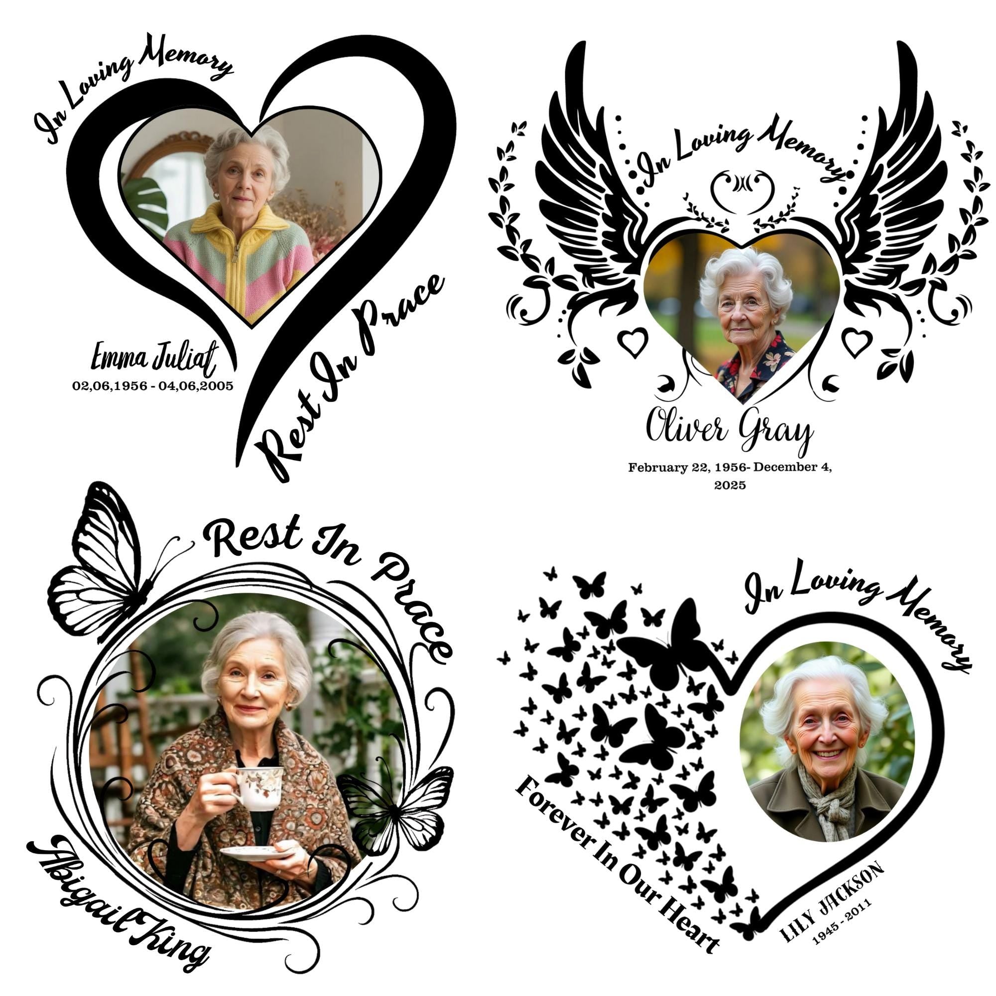 10 Editable Memorial Butterfly Flying Template, In Loving Memory Butterfly Picture Frame, Memorial Canva Template, Remembrance Favor - Editable Memorial Canva Template