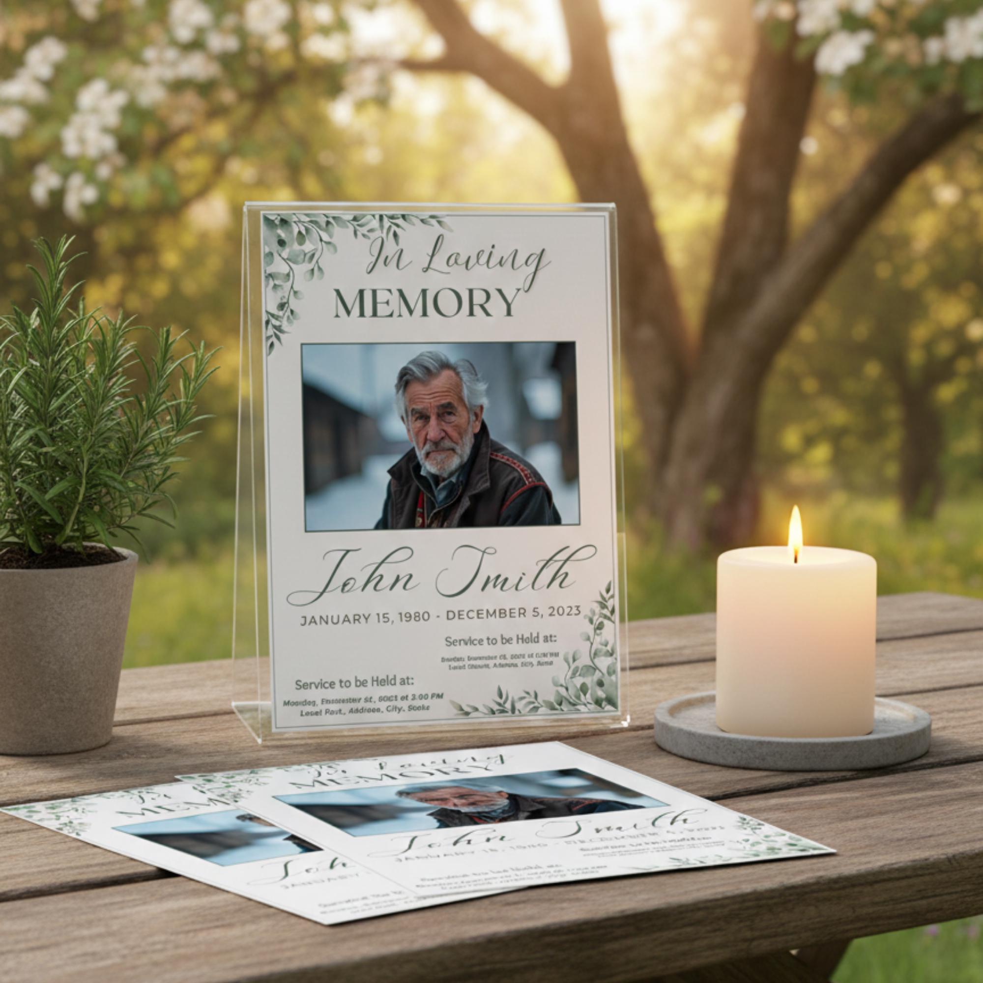 In Loving Memory Funeral Prayer Card Editable Template, Celebration of Life Template, Memorial Prayer Card, Printable Funeral Remembrance - Editable Memorial Canva Template