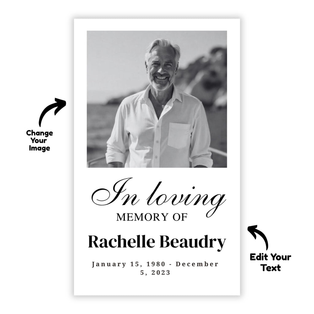 In Loving Memory Funeral Prayer Card Editable Template, Celebration of Life Template, Memorial Prayer Card, Printable Funeral Remembrance - Editable Memorial Canva Template