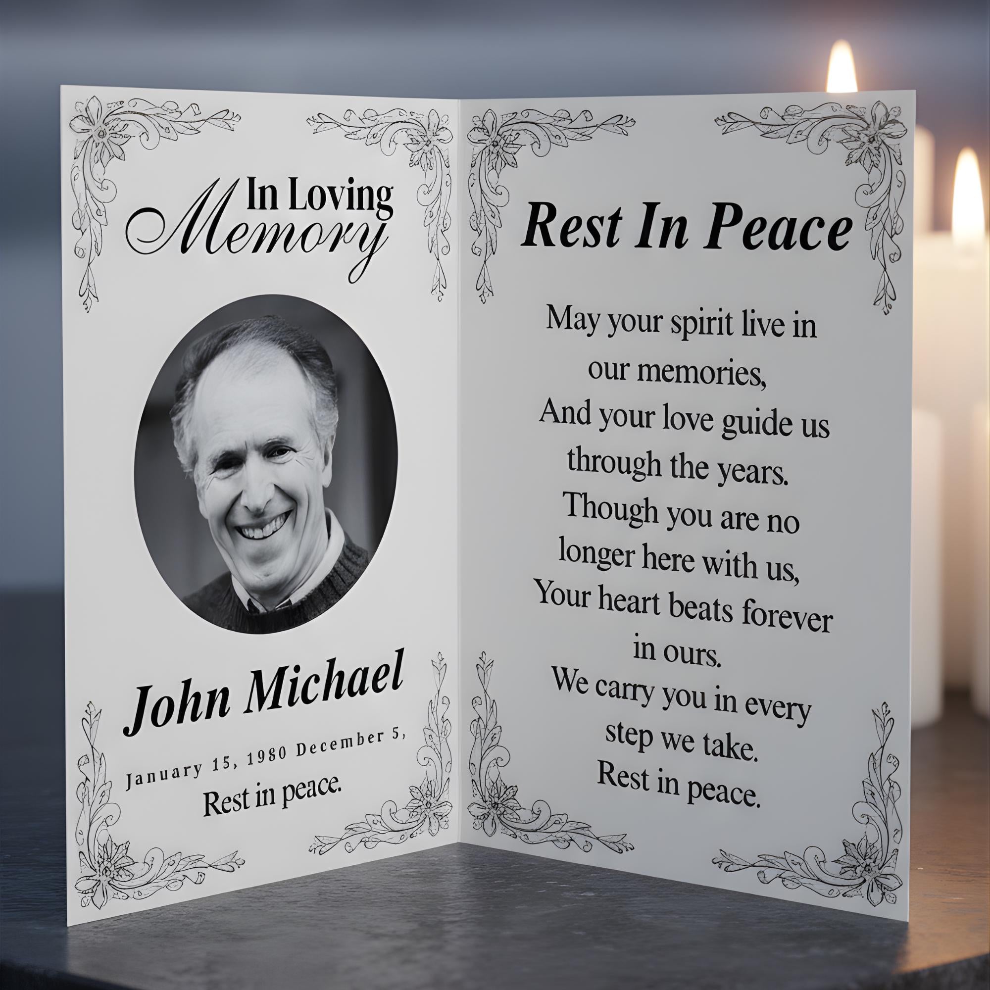 In Loving Memory Funeral Prayer Card Editable Template, Celebration of Life Template, Memorial Prayer Card, Printable Funeral Remembrance - Editable Memorial Canva Template