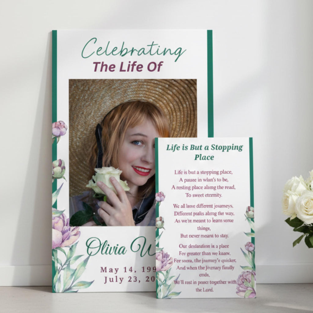 Celebrating The Life Of Prayer Card Template, Celebration of Life Template, Memorial Prayer Card, Printable Funeral Remembrance - Editable Memorial Canva Template