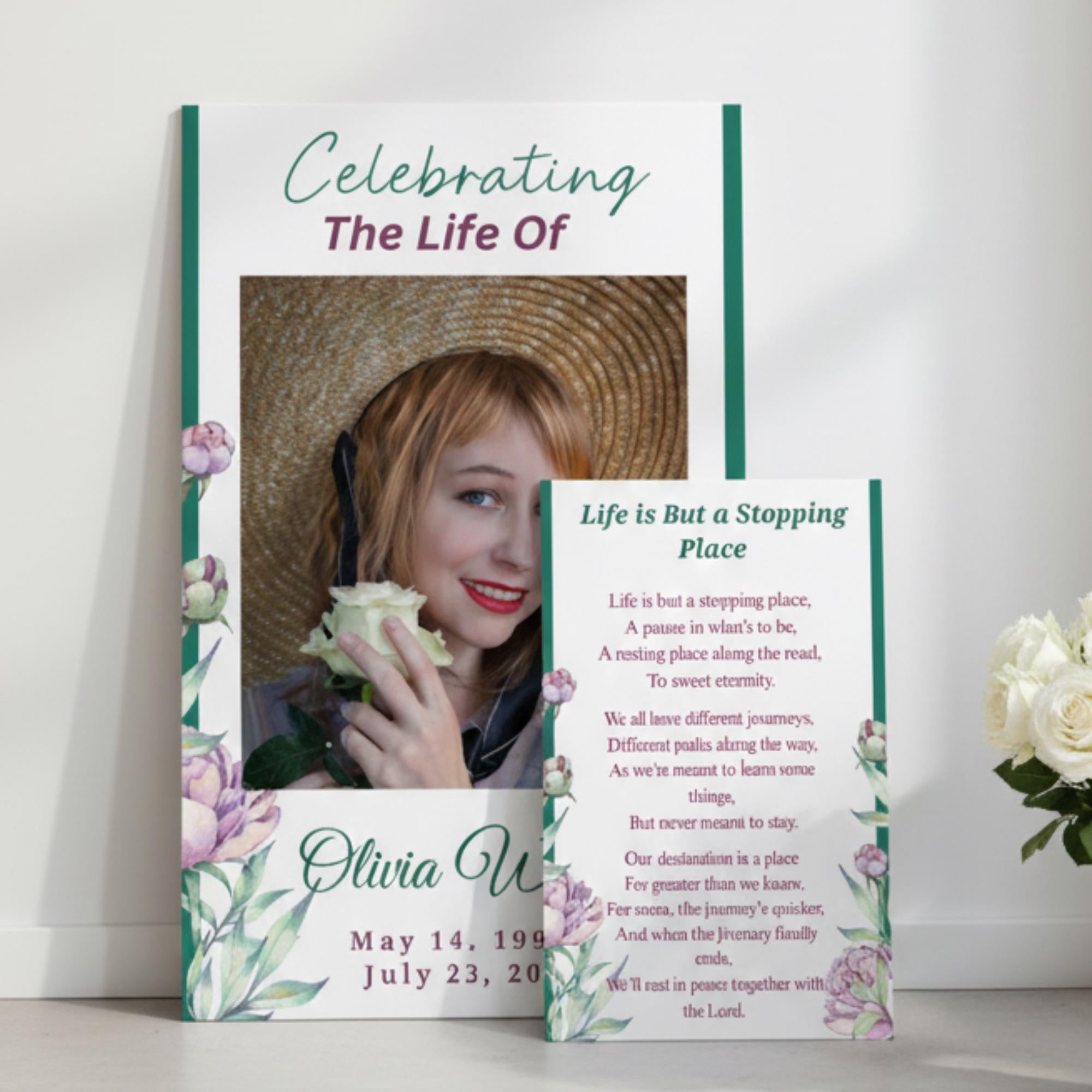 Celebrating The Life Of Prayer Card Template, Celebration of Life Template, Memorial Prayer Card, Printable Funeral Remembrance - Editable Memorial Canva Template