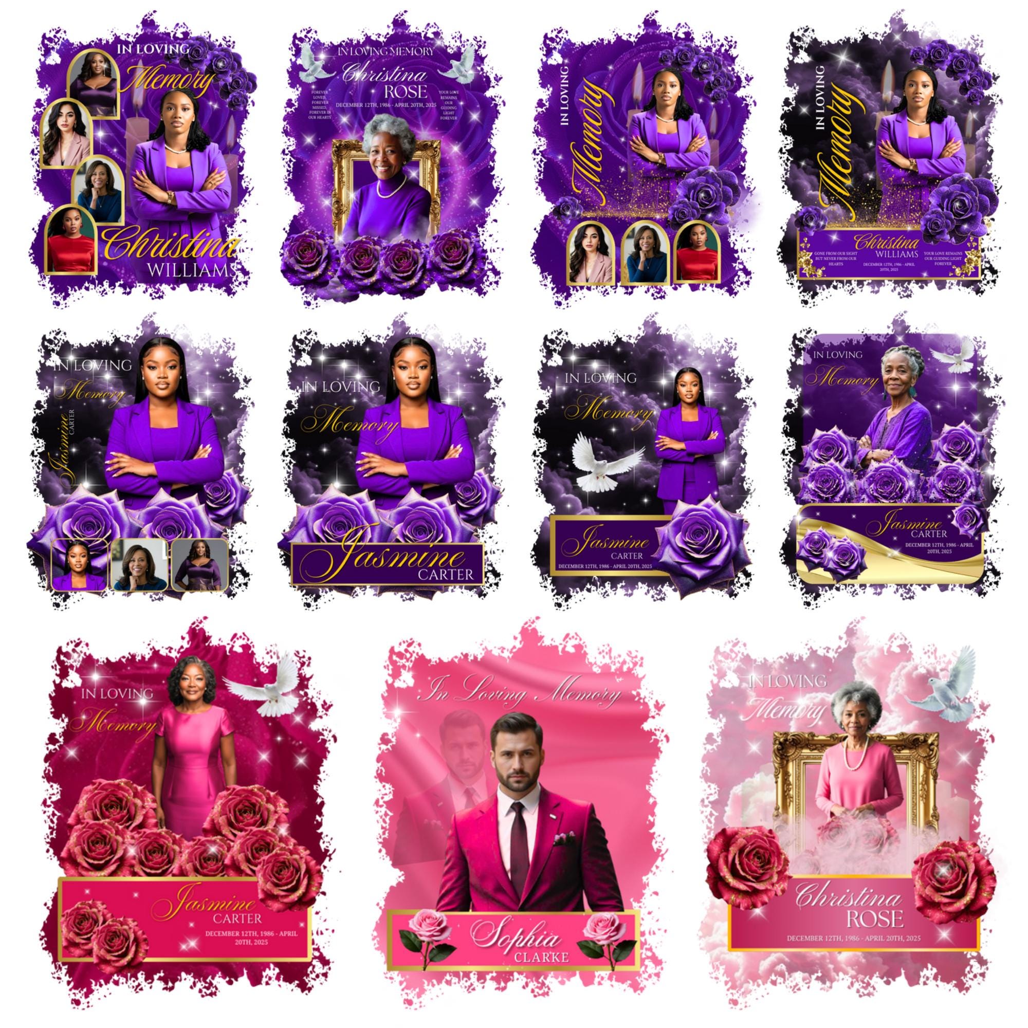 30 In Loving Memory T Shirt Canva Editable Templates, In Loving Memory Templates, Memorial Canva Template, Funeral & Celebration of Life - Editable Memorial Canva Template
