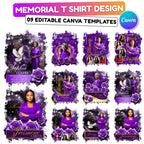 09 In Loving Memory Purple T Shirt Canva Editable Templates, Rest In Peace Template, Memorial Canva Template, Funeral & Celebration of Life - Editable Memorial Canva Template