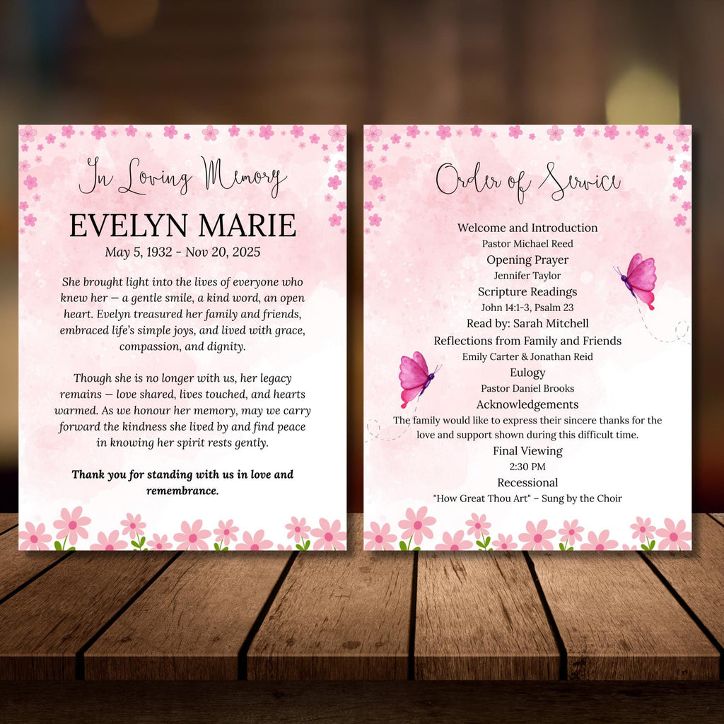 Funeral Invitation Card Canva Editable Template, In Loving Memory Template, Memorial Prayer Card, Printable Funeral Remembrance Card - Editable Memorial Canva Template
