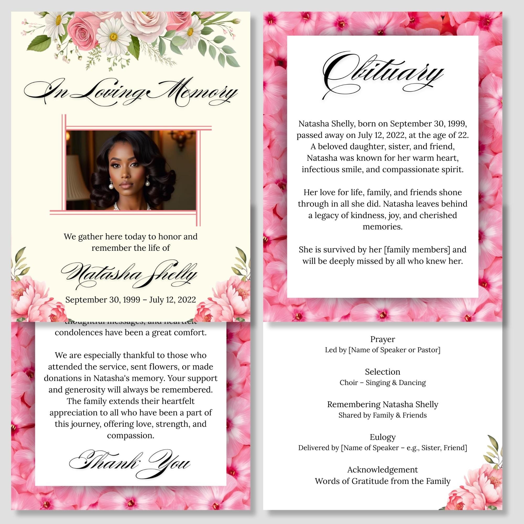 Funeral Invitation Card Canva Editable Template, In Loving Memory Template, Memorial Prayer Card, Printable Funeral Remembrance Card - Editable Memorial Canva Template