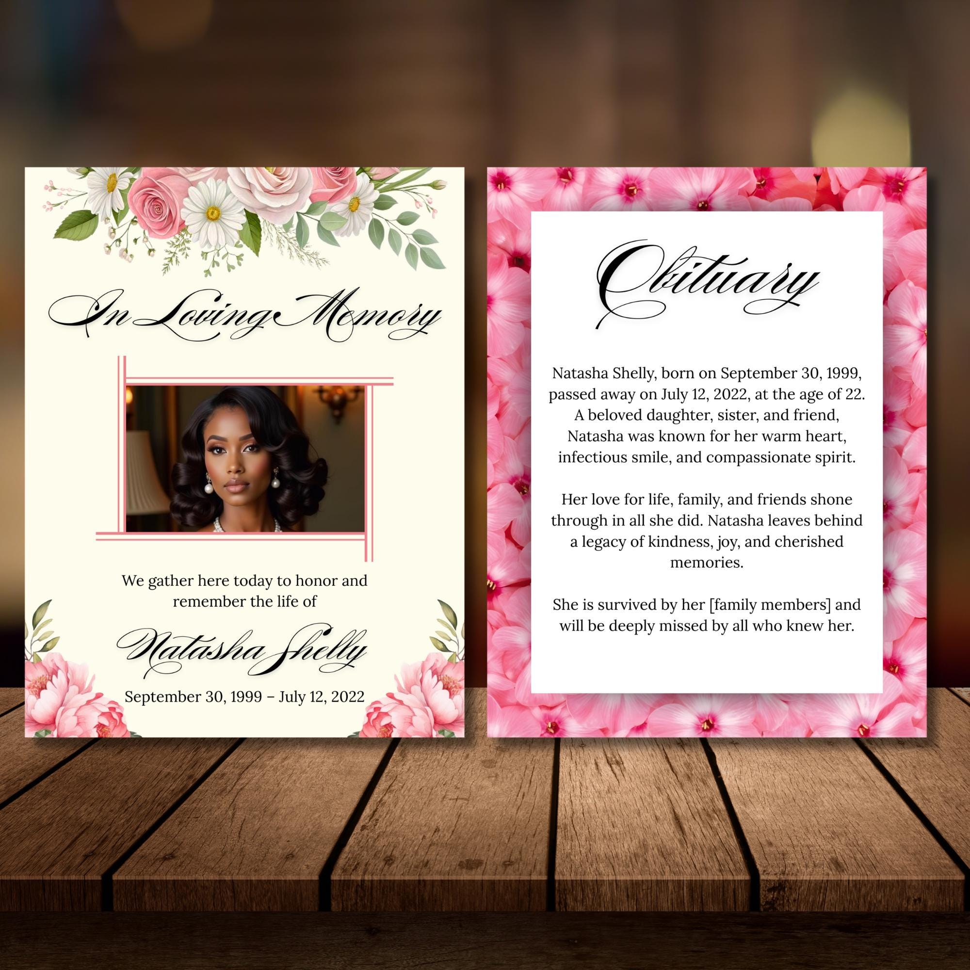 Funeral Invitation Card Canva Editable Template, In Loving Memory Template, Memorial Prayer Card, Printable Funeral Remembrance Card - Editable Memorial Canva Template