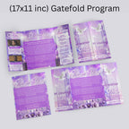 Heavenly Purple Gatefold Funeral Program Template, In Loving Memory Template,Memorial Gatefold Program, Celebration of Life Funeral Brochure - Editable Memorial Canva Template
