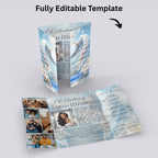 Angel Wings Gatefold Funeral Program, In Loving Memory Canva Template, Memorial Gatefold Program, Celebration of Life Funeral Brochure - Editable Memorial Canva Template