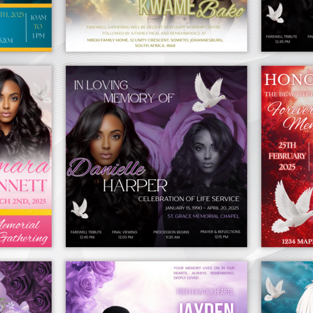 07 In Loving Memory Flyer Canva Editable Template, Memorial Remembrance Flyer, Rest In Peace, Forever In Our Memories, Digital Download - Editable Memorial Canva Template