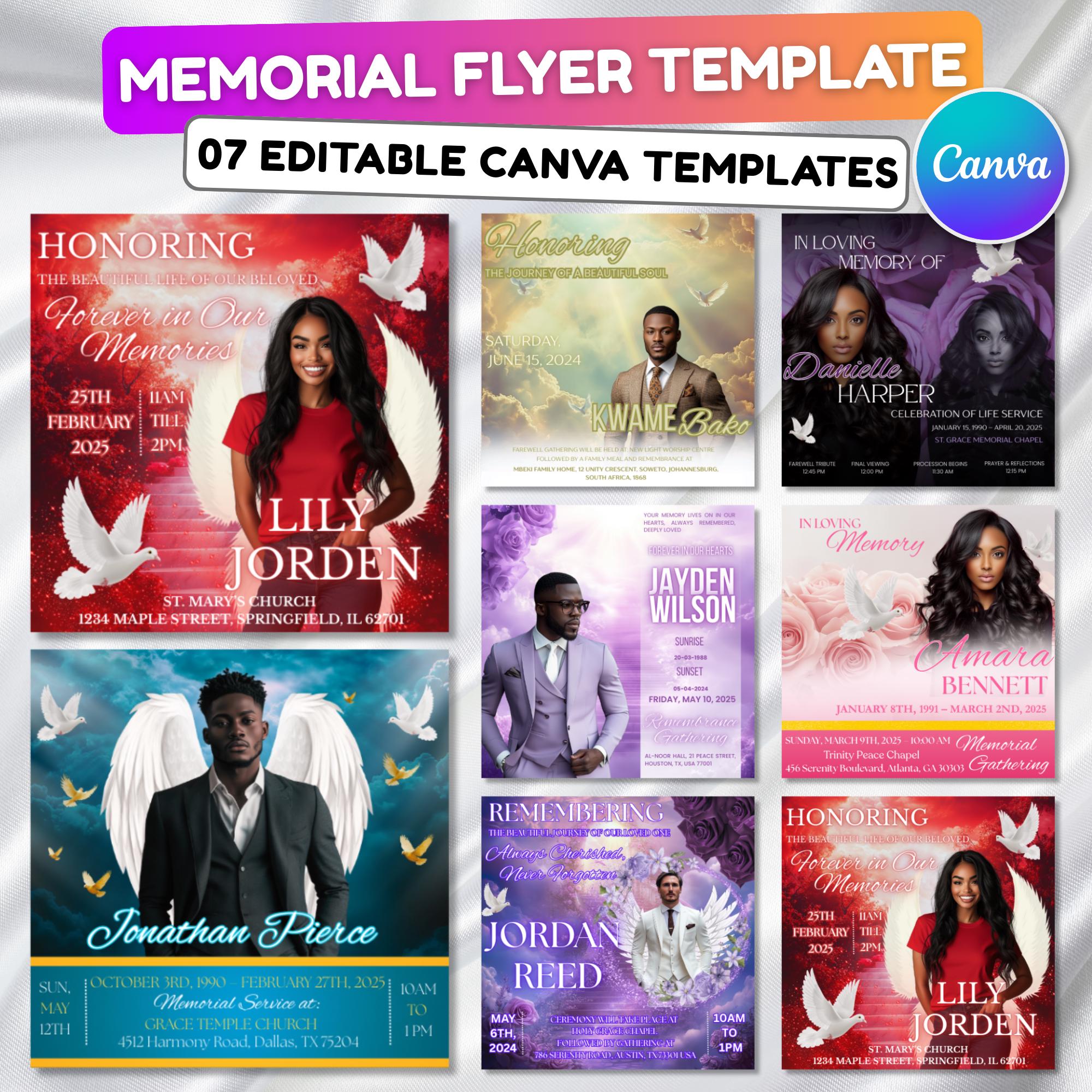 07 In Loving Memory Flyer Canva Editable Template, Memorial Remembrance Flyer, Rest In Peace, Forever In Our Memories, Digital Download - Editable Memorial Canva Template