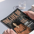 08 Pages Tabloid Black Funeral Program Template, Bi-Fold Funeral Program, In Loving Memory, Obituary Celebration Of Life Program - Editable Memorial Canva Template