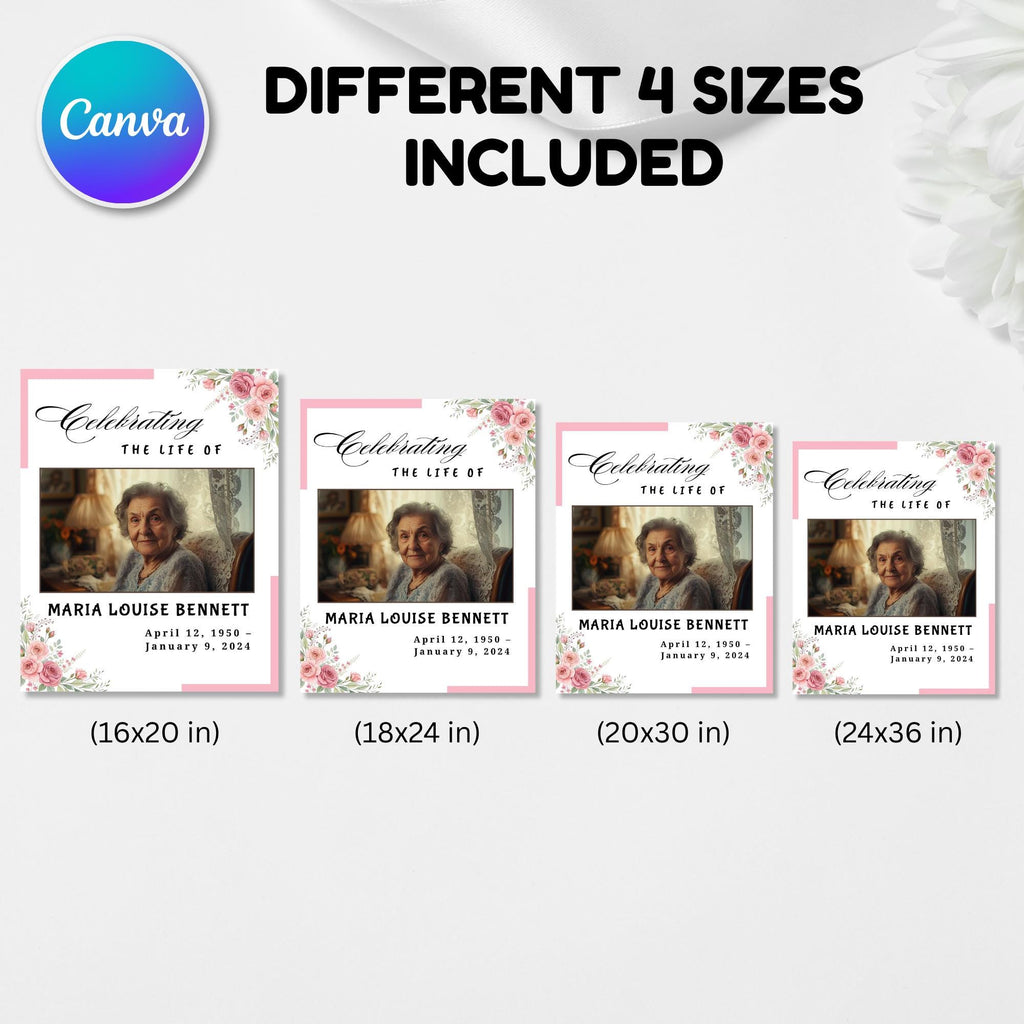 Memorial Funeral Welcome Sign Template, In Loving Memory Template, Editable Celebration of Life Poster, Printable Funeral Remembrance Card - Editable Memorial Canva Template