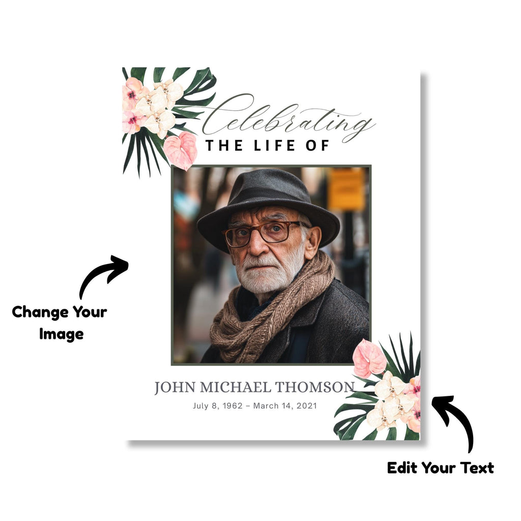 Memorial Funeral Welcome Sign Template, In Loving Memory Template, Editable Celebration of Life Poster, Printable Funeral Remembrance Card - Editable Memorial Canva Template