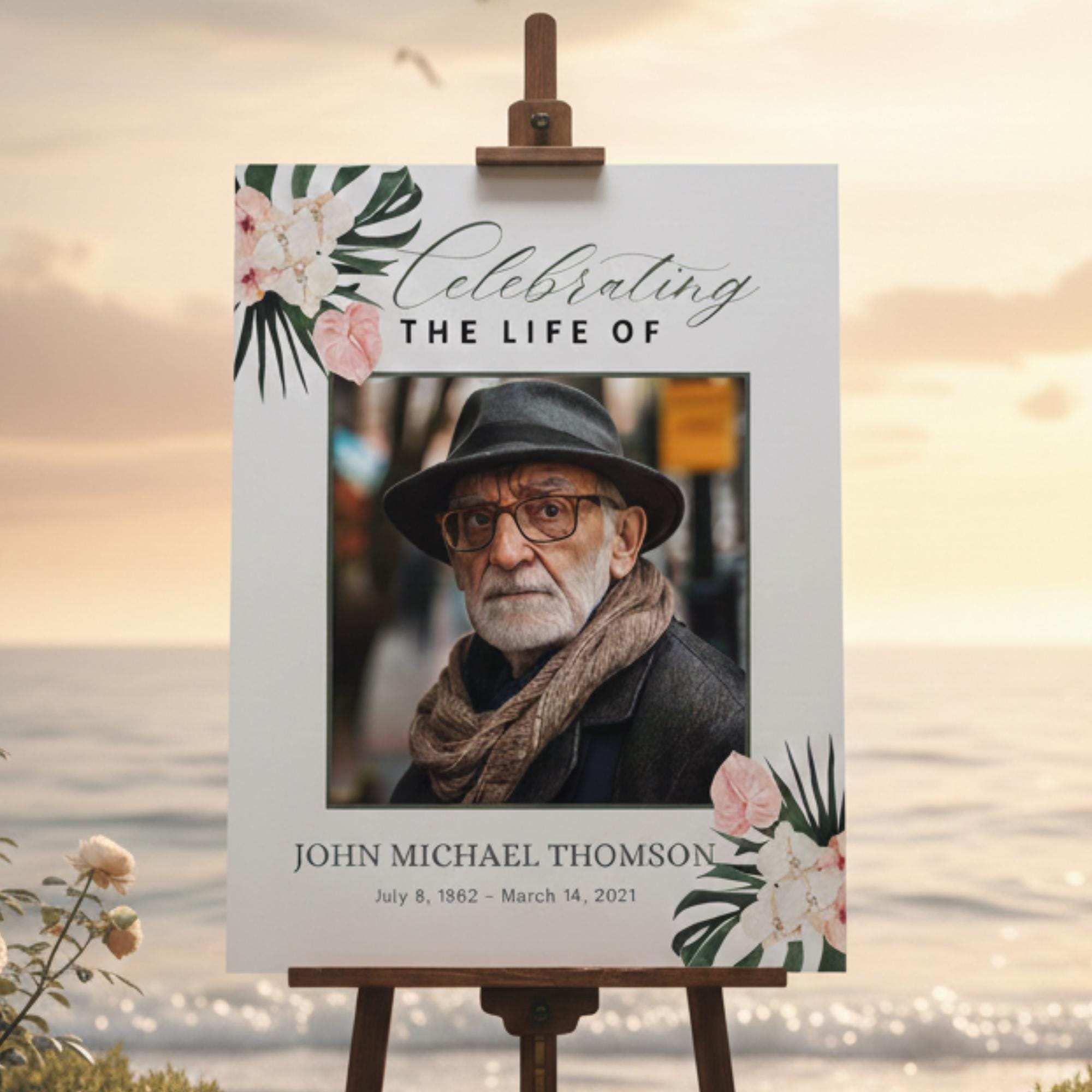 Memorial Funeral Welcome Sign Template, In Loving Memory Template, Editable Celebration of Life Poster, Printable Funeral Remembrance Card - Editable Memorial Canva Template