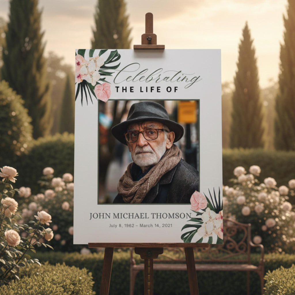 Memorial Funeral Welcome Sign Template, In Loving Memory Template, Editable Celebration of Life Poster, Printable Funeral Remembrance Card - Editable Memorial Canva Template