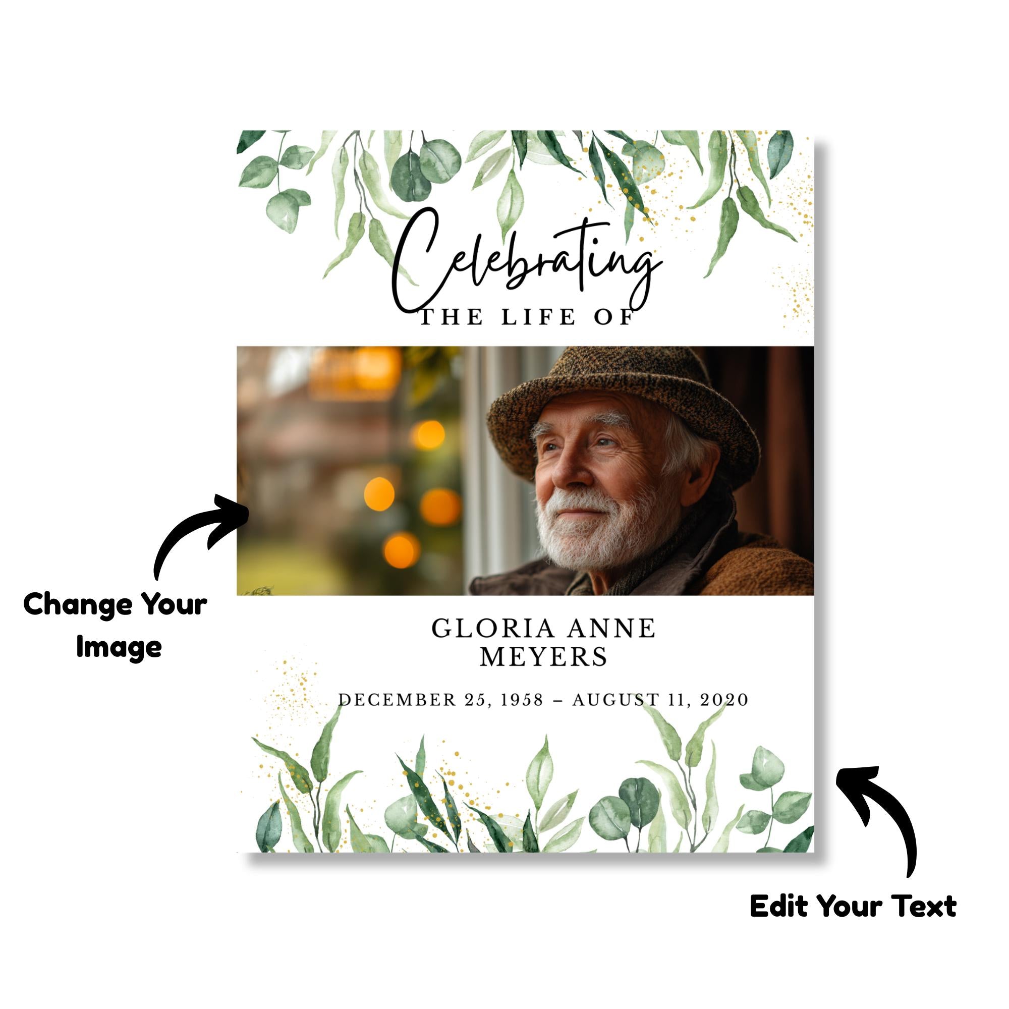 Memorial Funeral Welcome Sign Template, In Loving Memory Template, Editable Celebration of Life Poster, Printable Funeral Remembrance Card - Editable Memorial Canva Template