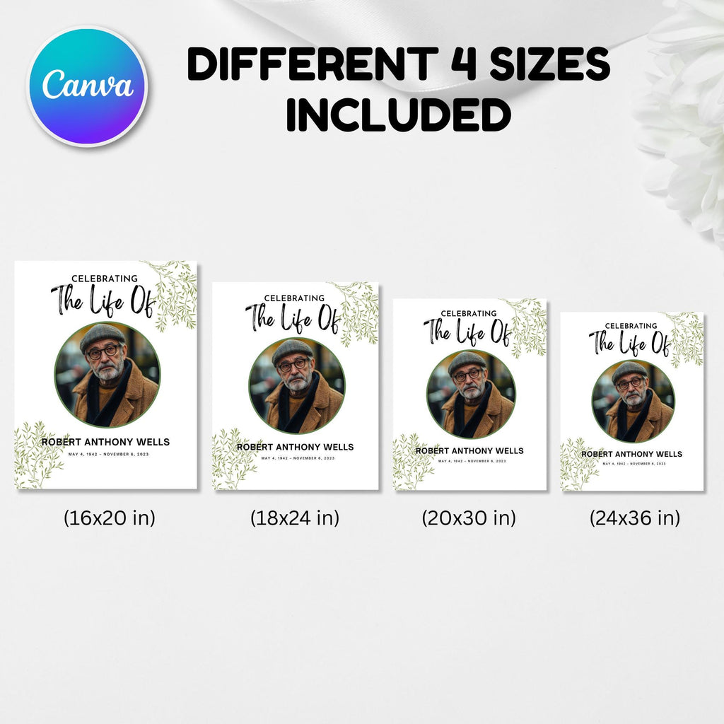 Memorial Funeral Welcome Sign Template, In Loving Memory Template, Editable Celebration of Life Poster, Printable Funeral Remembrance Card - Editable Memorial Canva Template