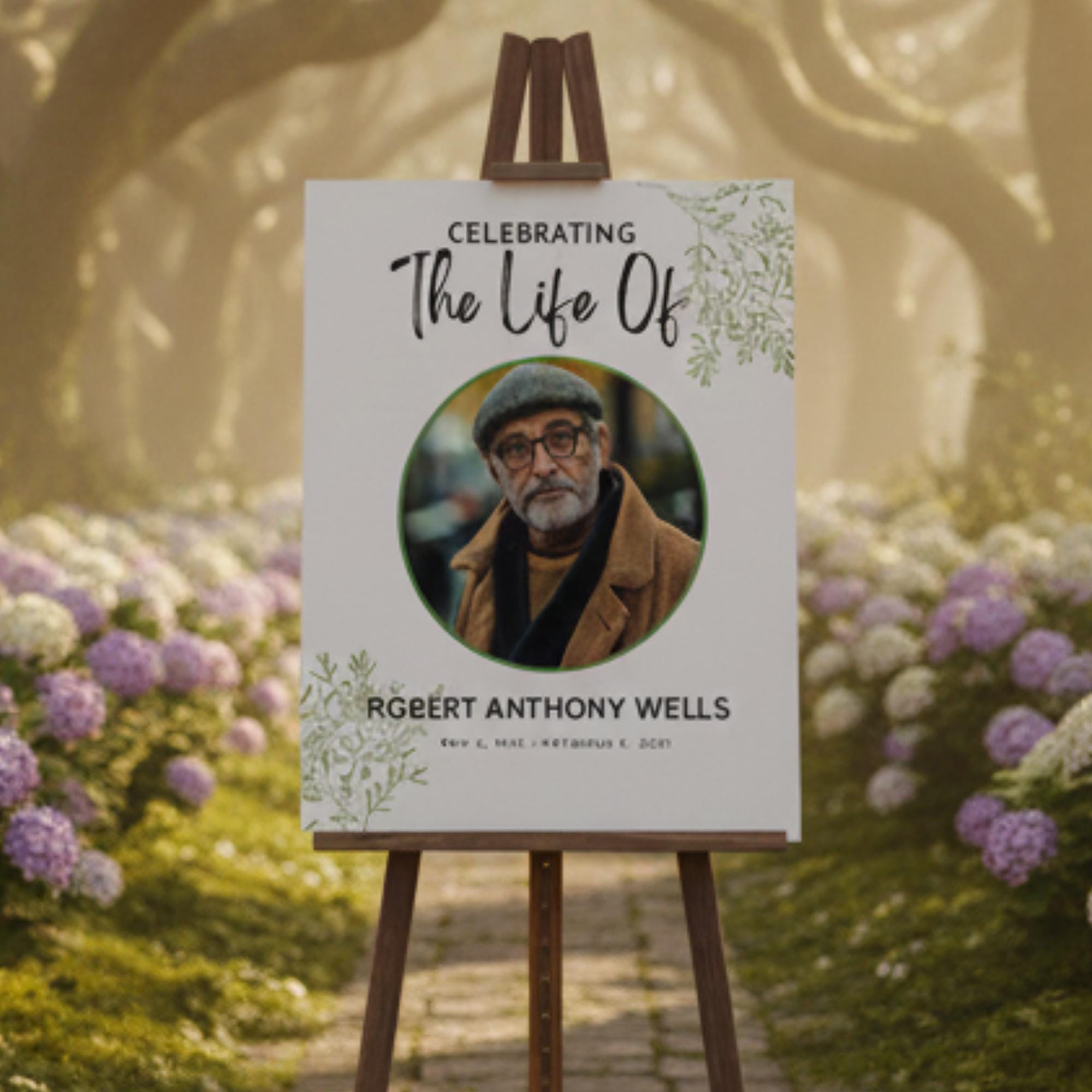 Memorial Funeral Welcome Sign Template, In Loving Memory Template, Editable Celebration of Life Poster, Printable Funeral Remembrance Card - Editable Memorial Canva Template
