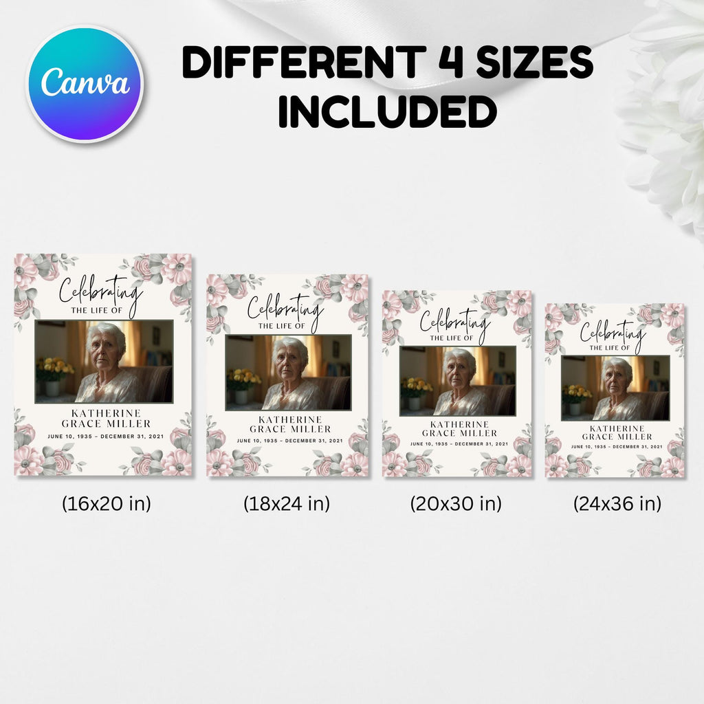 Memorial Funeral Welcome Sign Template, In Loving Memory Template, Editable Celebration of Life Poster, Printable Funeral Remembrance Card - Editable Memorial Canva Template