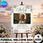 Memorial Funeral Welcome Sign Template, In Loving Memory Template, Editable Celebration of Life Poster, Printable Funeral Remembrance Card - Editable Memorial Canva Template