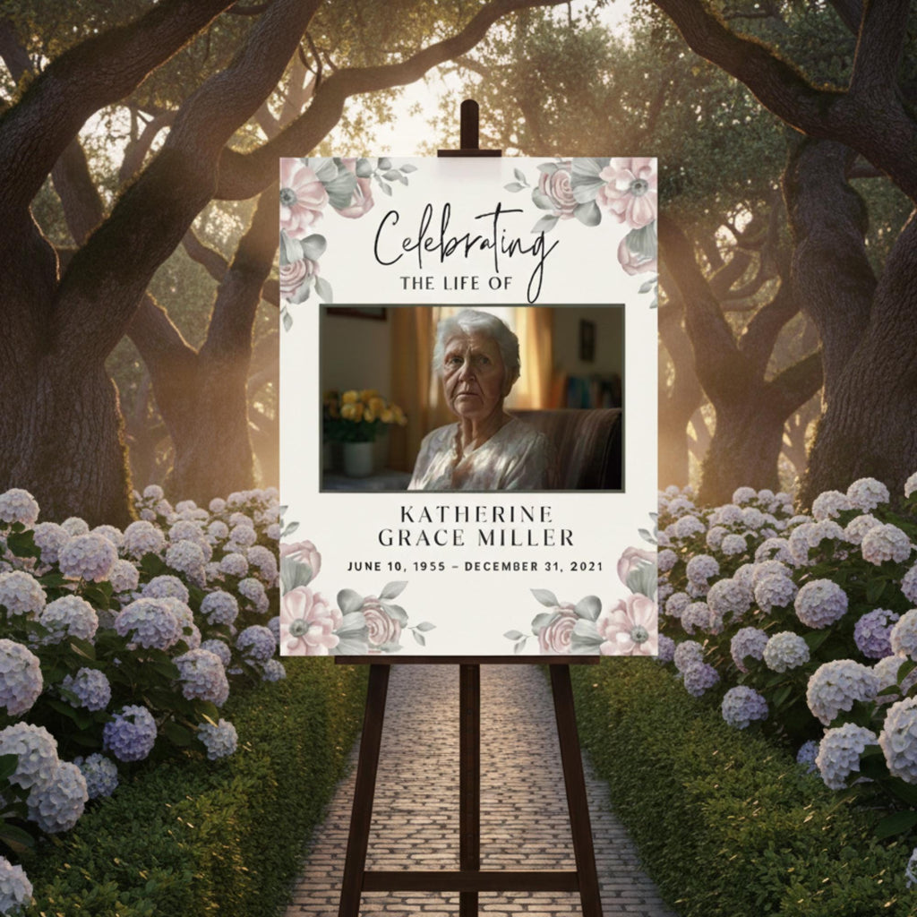 Memorial Funeral Welcome Sign Template, In Loving Memory Template, Editable Celebration of Life Poster, Printable Funeral Remembrance Card - Editable Memorial Canva Template