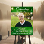 Memorial Green Funeral Welcome Sign Template, In Loving Memory Template, Editable Celebration of Life Poster, Printable Remembrance Card - Editable Memorial Canva Template