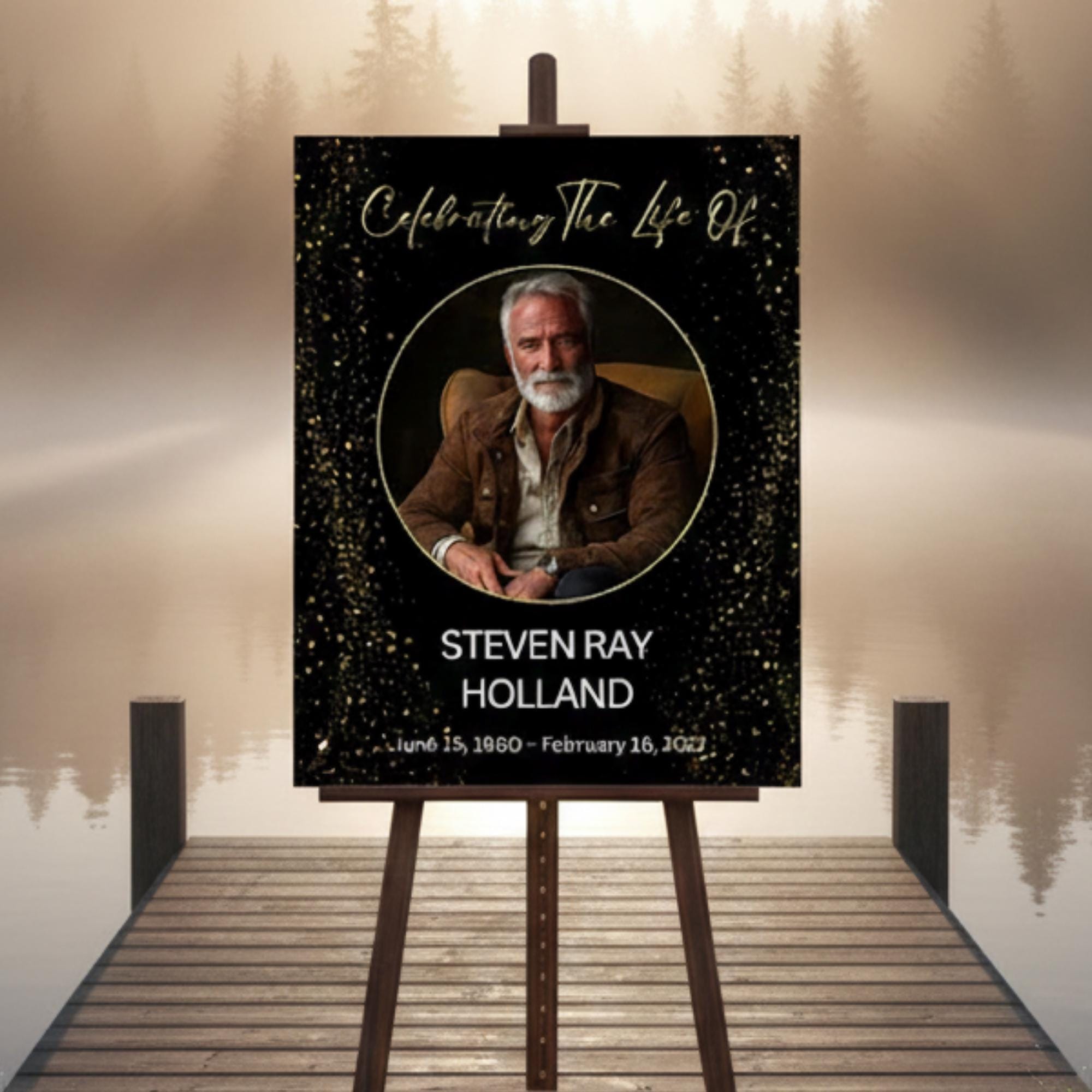 Memorial Black Funeral Welcome Sign Template, In Loving Memory Template, Editable Celebration of Life Poster, Printable Remembrance Card - Editable Memorial Canva Template