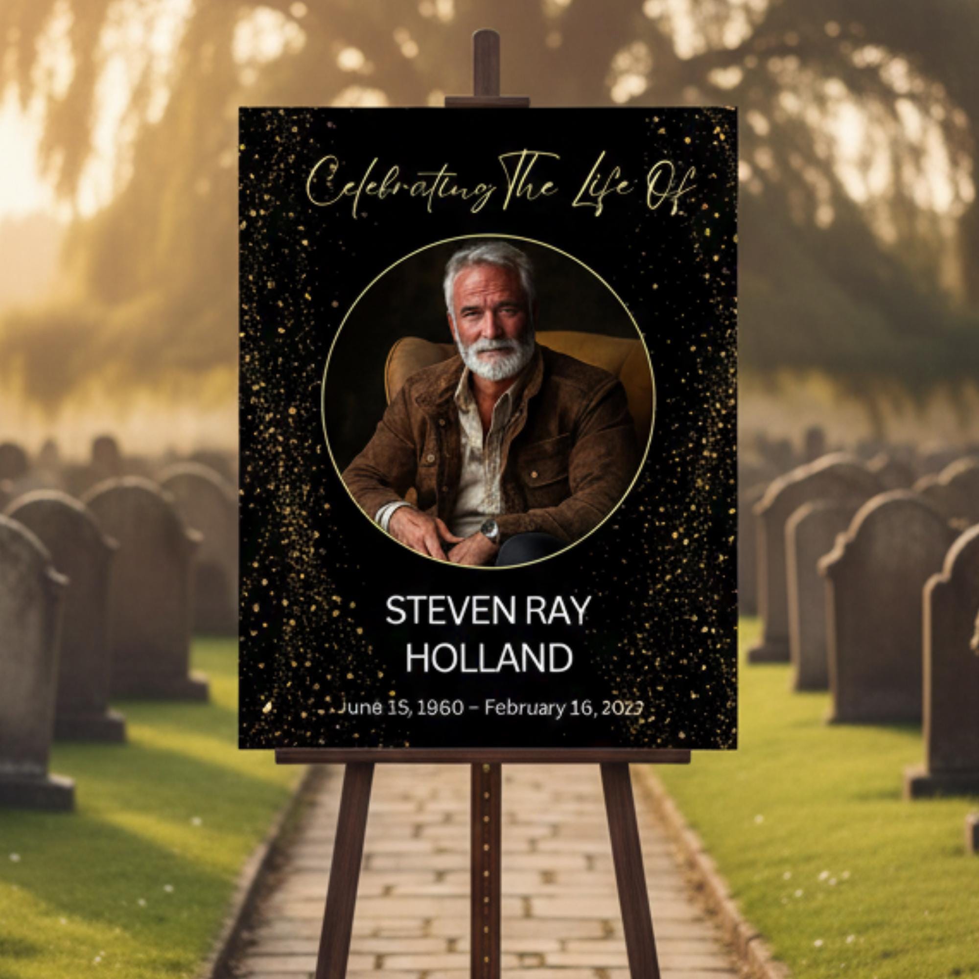 Memorial Black Funeral Welcome Sign Template, In Loving Memory Template, Editable Celebration of Life Poster, Printable Remembrance Card - Editable Memorial Canva Template
