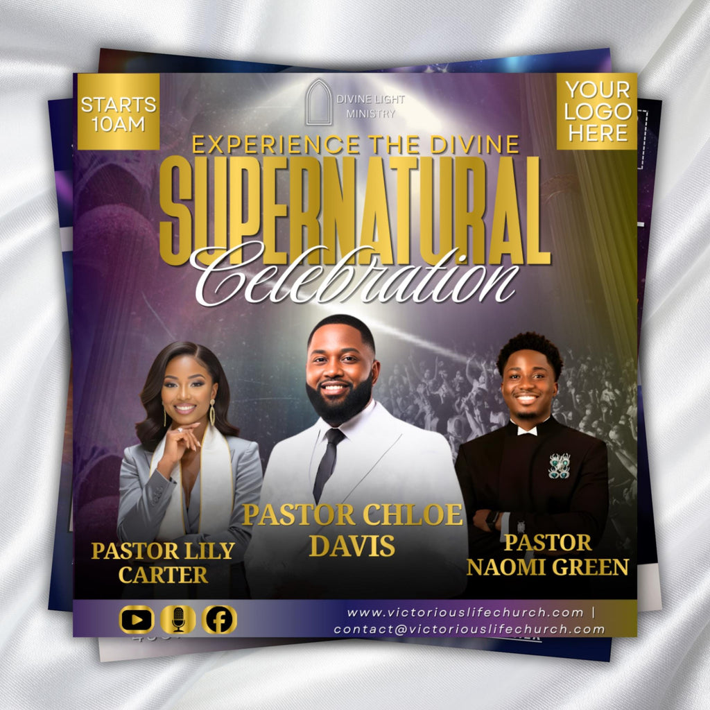 04 Super Natural Flyer Canva Editable Template, Sunday Church Flyer, Religious Event Flyer, Praise and Worship, Digital Download - Editable Memorial Canva Template