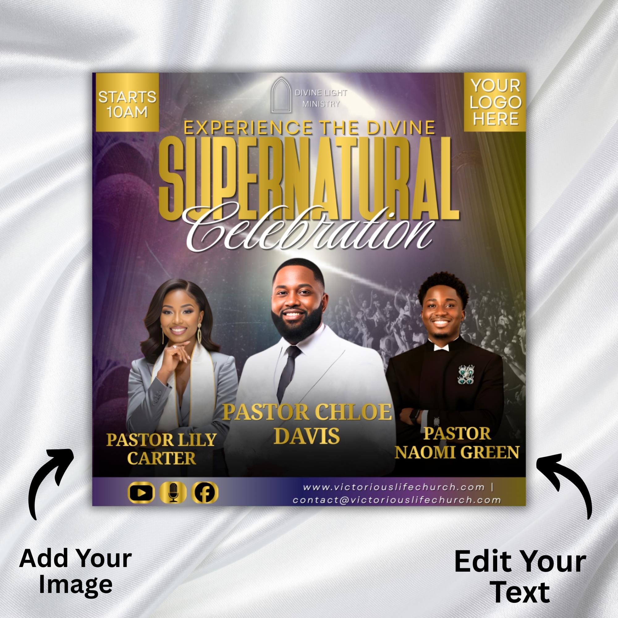 04 Super Natural Flyer Canva Editable Template, Sunday Church Flyer, Religious Event Flyer, Praise and Worship, Digital Download - Editable Memorial Canva Template